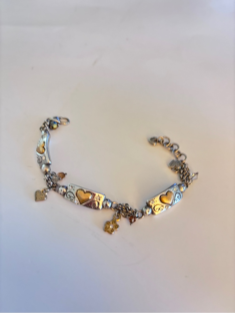Brighton Remember Your Heart Bracelet.  Golden hearts embedded in silver. - Picture 8 of 8